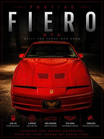 Pontiac Fiero GTA – Mid-Engine Legend | Limited Edition Automotive Fine Art Print