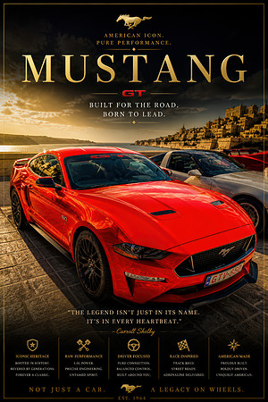 Mustang GT Coastal Sunset – Born to Lead | Limited Edition Fine Art Print