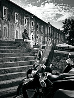 Monochrome Moment: Solitude near Basilica Santuario del Carmine,