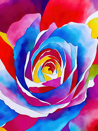 Contemporary Floral Macro Abstract Painting - Close-Up of Rose