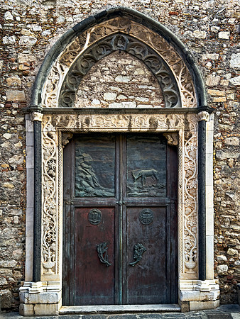 Majestic Gothic Doorway, Duomo di Taormina, Corso Umberto Sicily